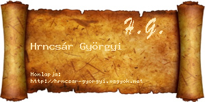 Hrncsár Györgyi névjegykártya